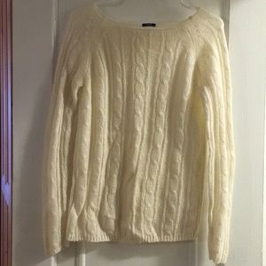 Cream J Crew Wool Cable Knit Sweater, M